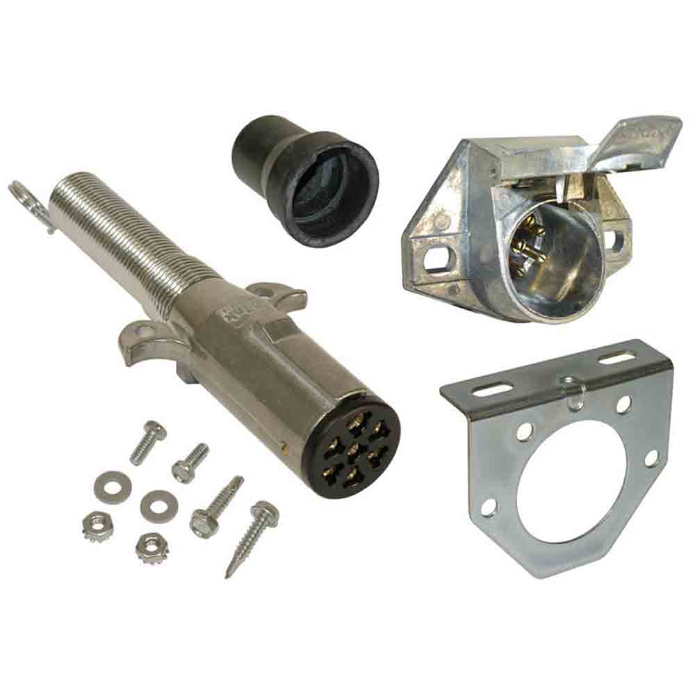 7-Way Round Pin Trailer End & Vehicle End Socket Kit