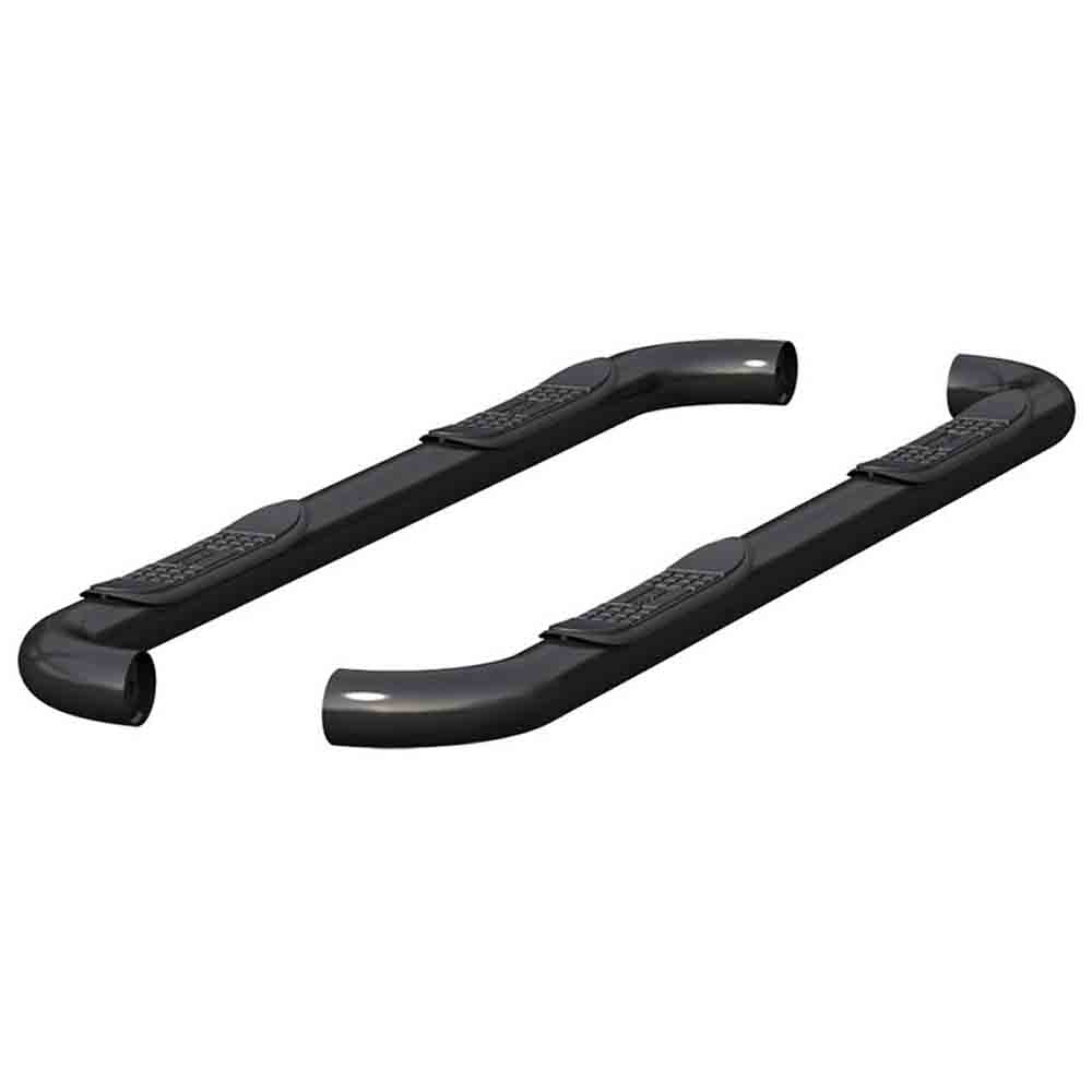 Select Chevrolet Silverado, GMC Sierra Extended Cab Pickups 3 Inch Round Semi-Gloss Black Stainless Steel Side Bars