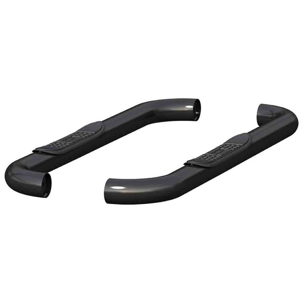 Select Ram Standard Cab Pickup Models 3 Inch Round Semi-Gloss Black Stainless Steel Side Bars