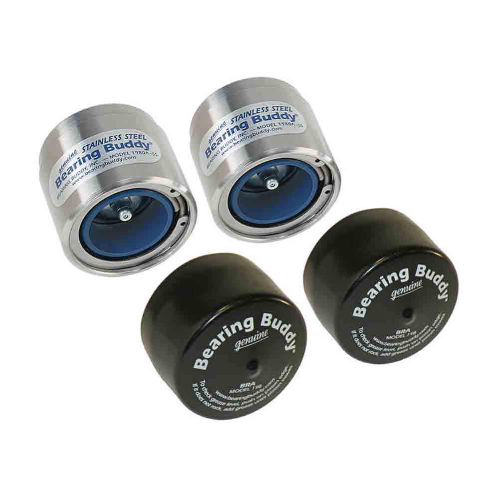 Bearing Buddy Stainless Steel Bearing Protectors with Auto Check and Bras - Pair - 1.980" Diameter