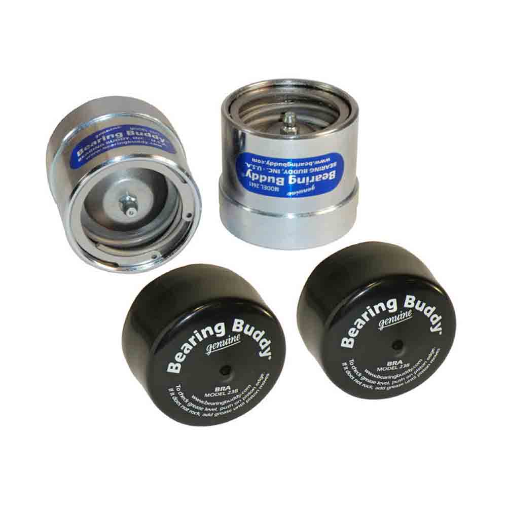 Bearing Buddy Chrome Bearing Protectors with Bras - Pair - 2.441" Diameter