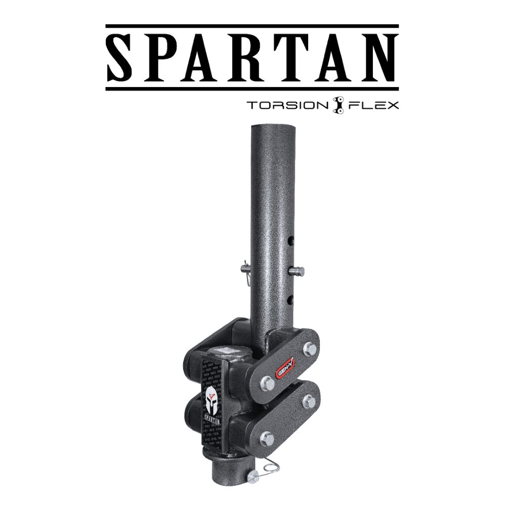 GEN-Y HITCH SPARTAN TORSION-FLEX Manual Latch 5 Offset 4 Round Tube Gooseneck 2 5/16 Coupler Standard Height 30K Towing